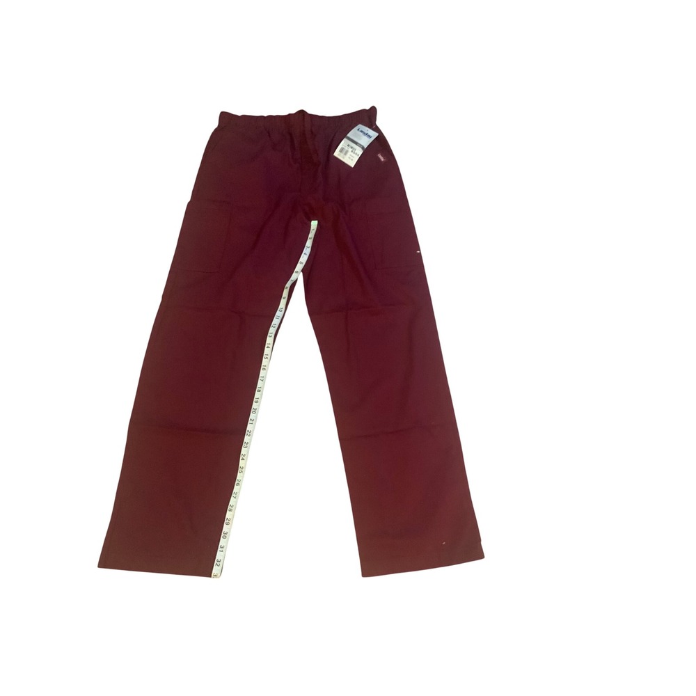 Landau For Men Cargo Scrub Pants Wine Burgundy Elastic Drawstring 8555 Tall L